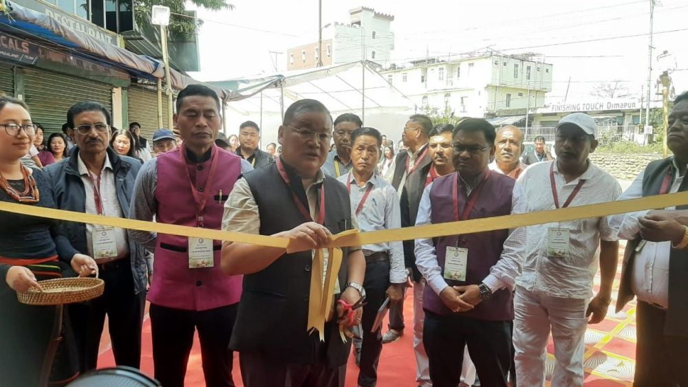 Dr Tinojongshi Sangtam, Deputy Commissioner, Dimapur, inaugurating the state level PMEGP exhibition at the Naga Shopping Arcade, Dimapur, on March 4. (Morung Photo)